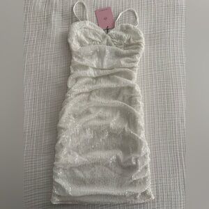 Hello Molly White Sequin Mini Dress